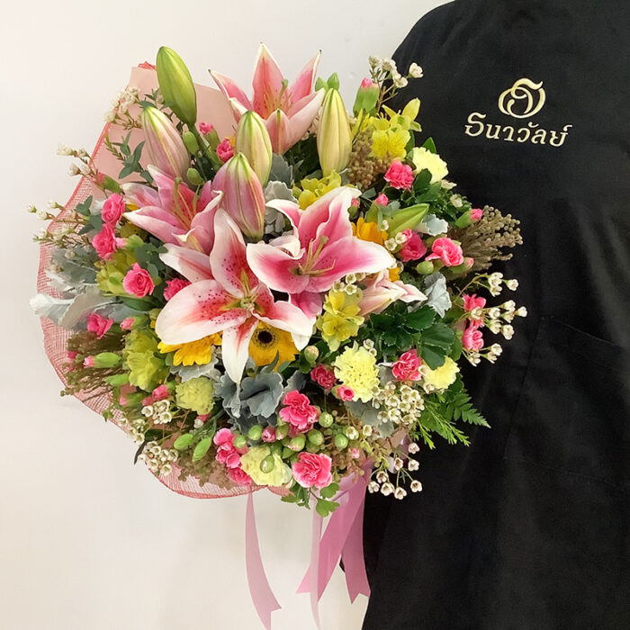 Pink lily bouquet