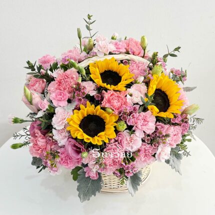 Basket of sunflowers