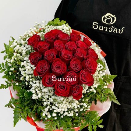 Bouquet of 24 red roses.