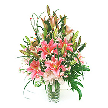 The pink oriental lily arrangement