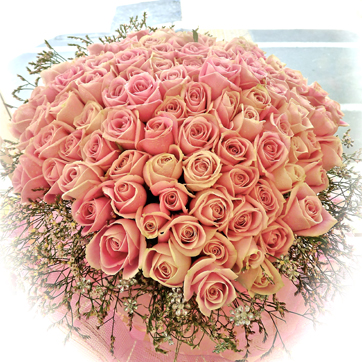 Promotion(25%off)Valentine's day - Bouquet of 99 longstem pink roses