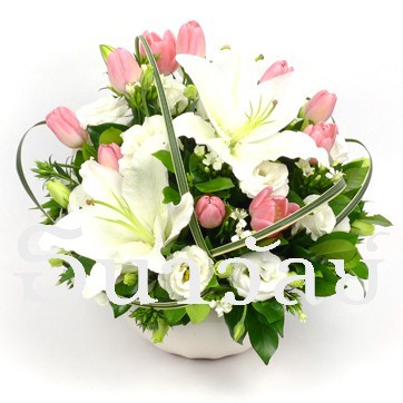 Promotion(20%off)Valentine's day - C'est si bon (White lilies and pink tulips)